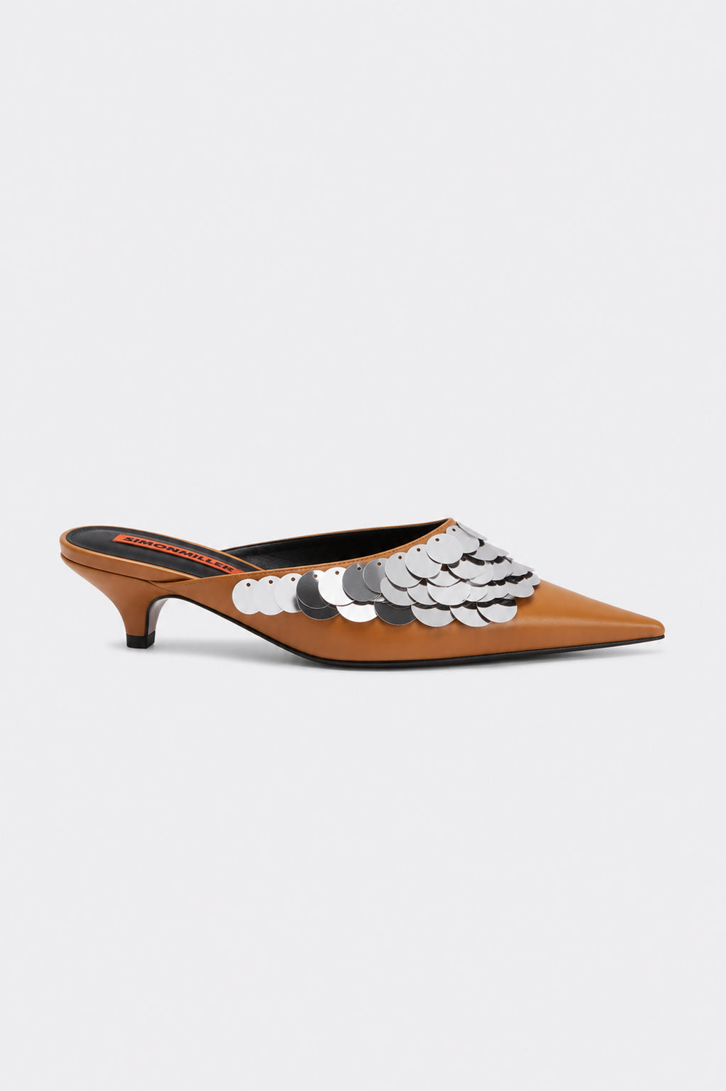 Sequin Arrow Mule In Chestnut/Silver