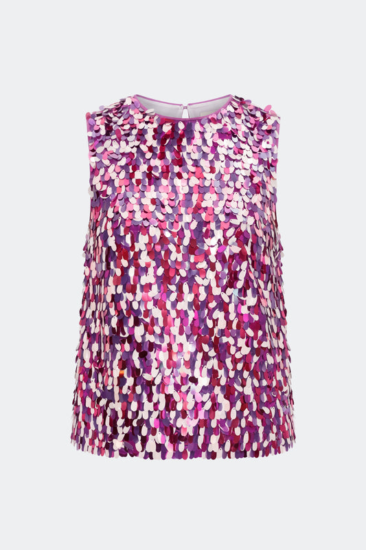 Shirley Sequin Top In Berry Mosaic