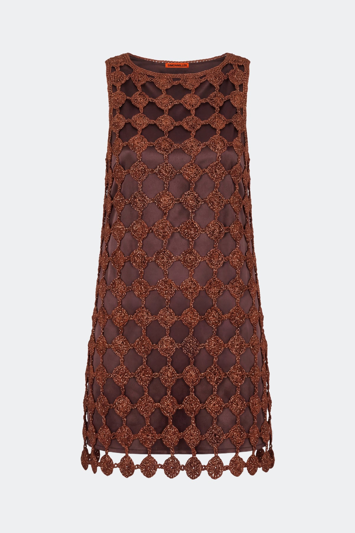 Sina Crochet Mini Dress In Copper/Choco Brown