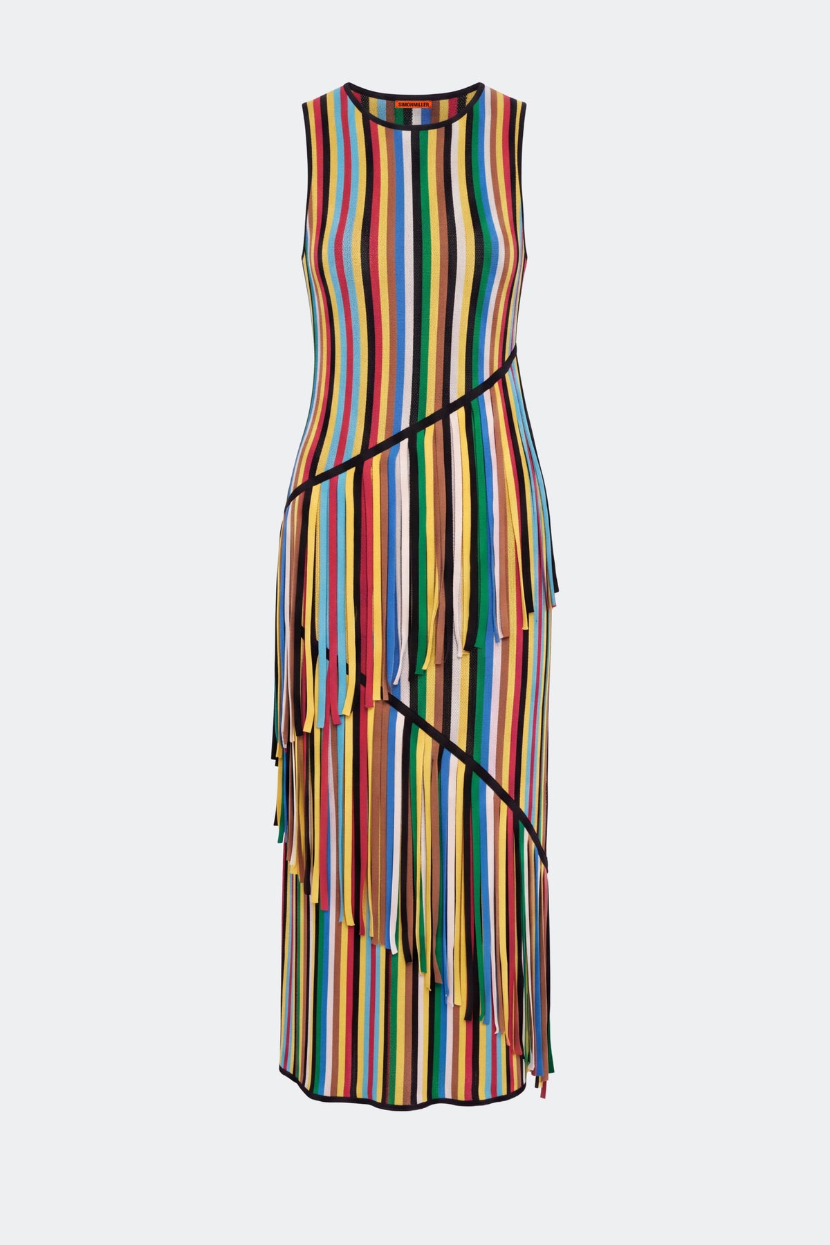 Spiral Knit Dress In Primary Stripe