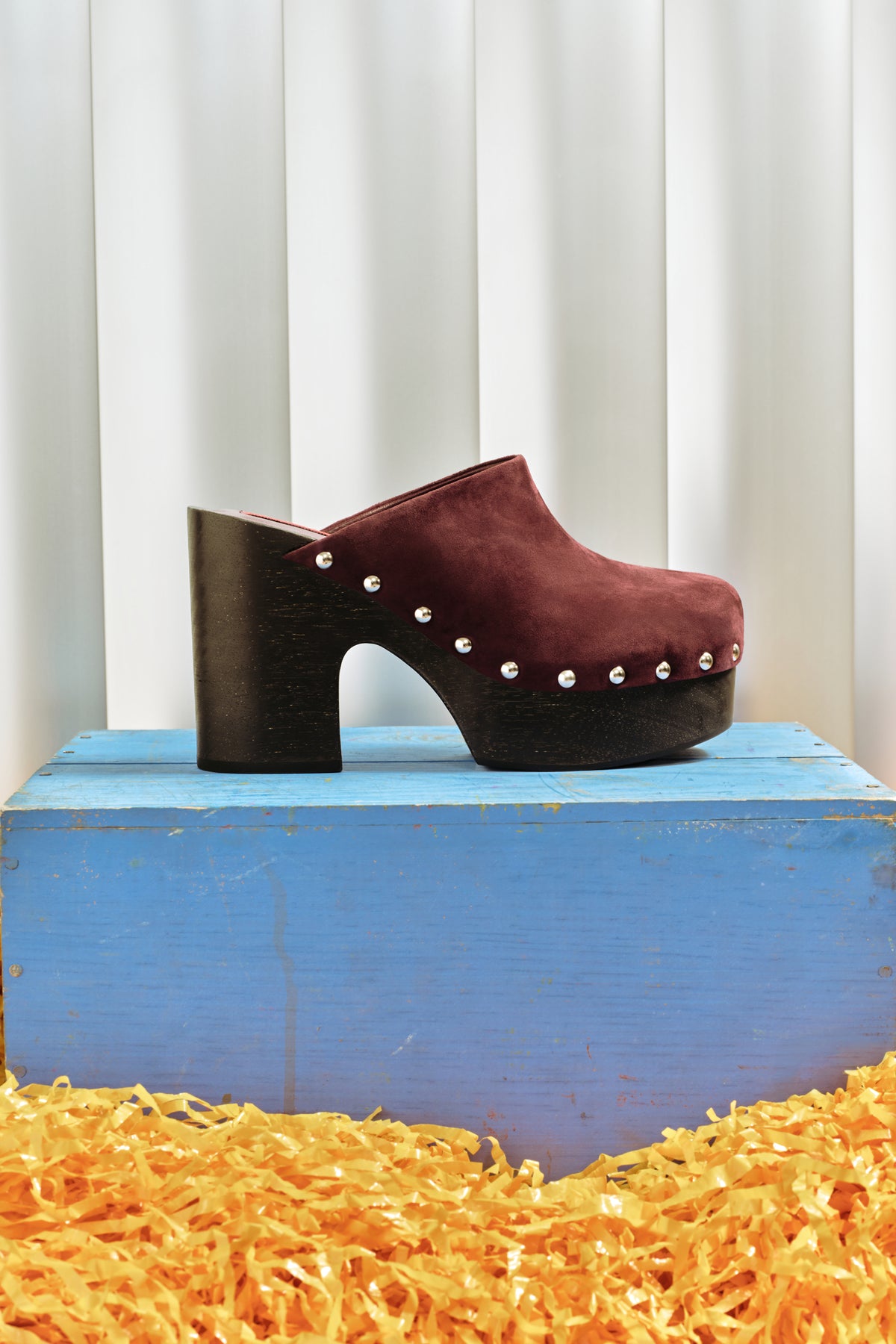 Suede Sol Platform Clog In Bordeaux