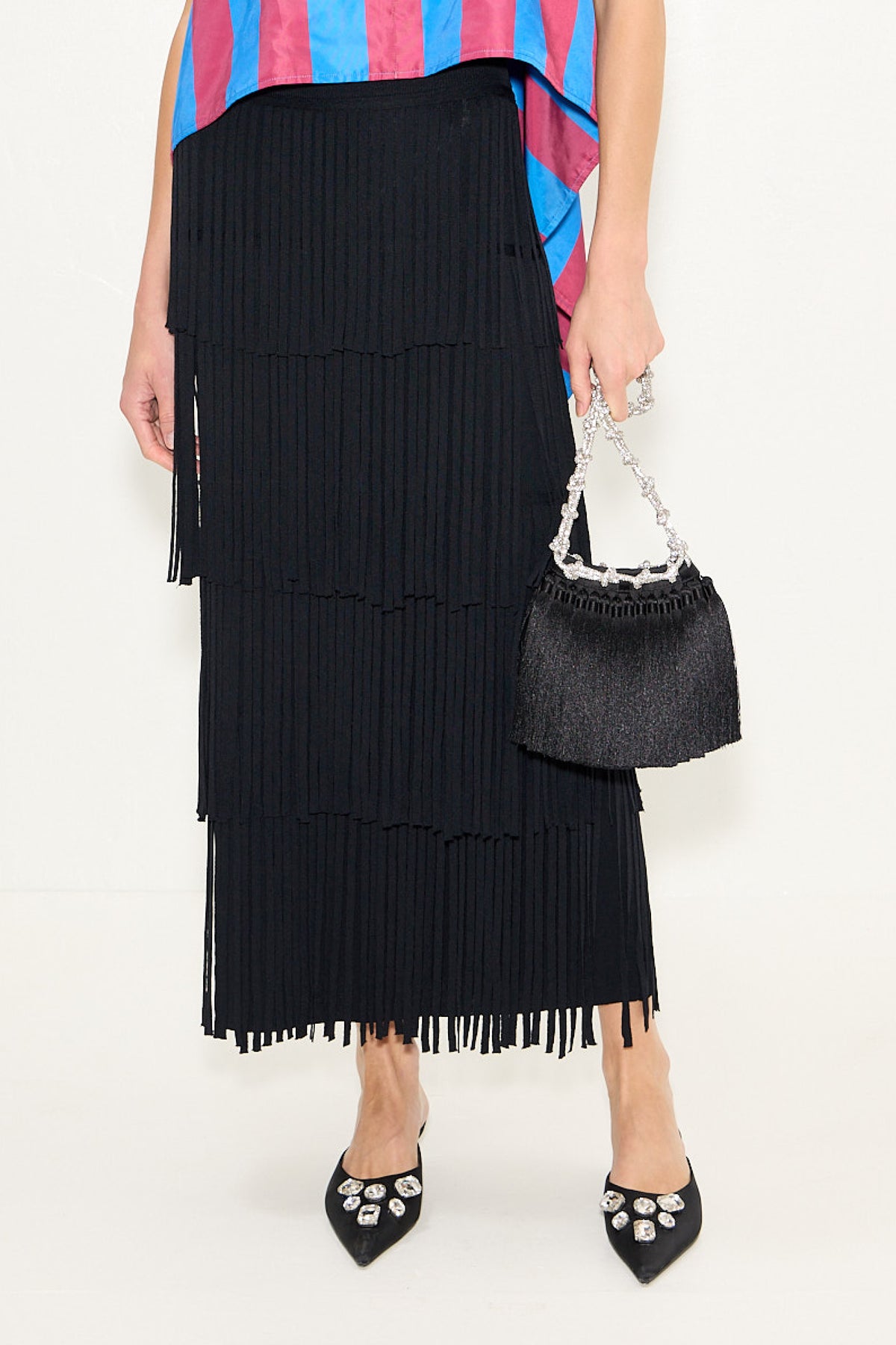 Tassel Evening Knotty Bag In Black