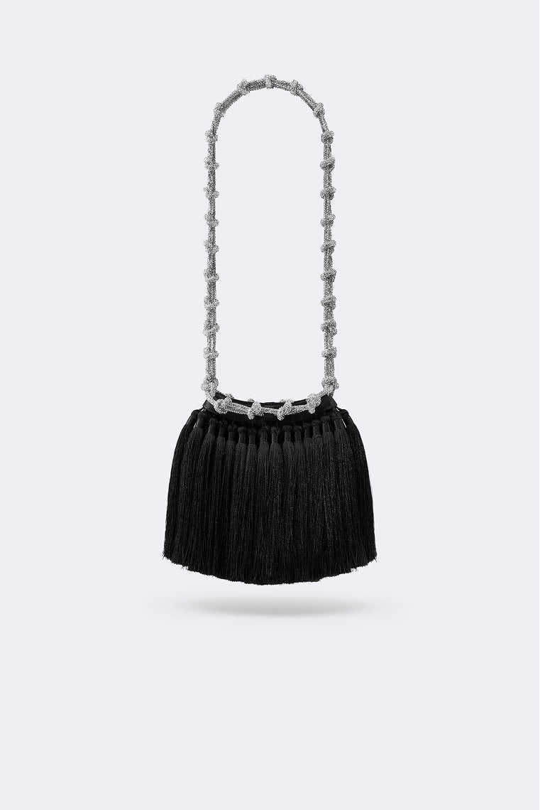 Tassel Evening Knotty Bag In Black