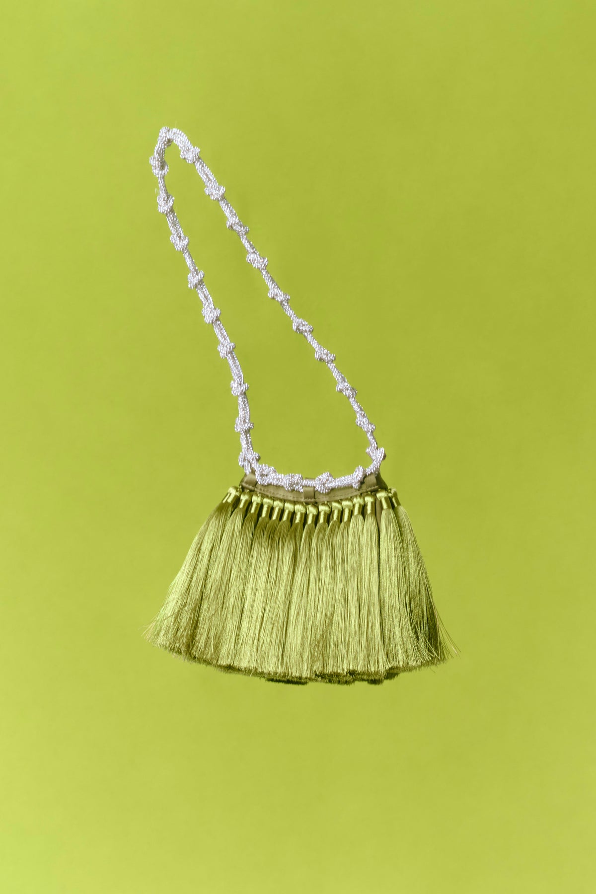 Tassel Evening Knotty Bag In Moss Green