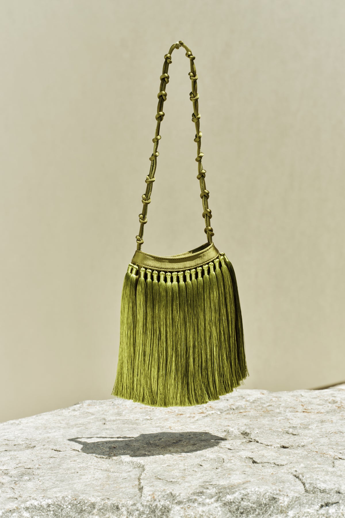 Tassel Knotty Bag In Moss Green