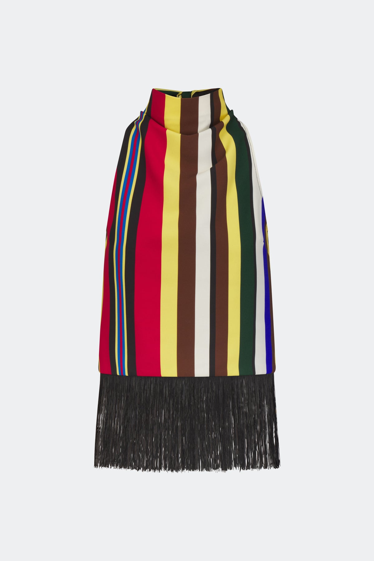 Tia Crepe Fringe Top In Primary Stripe