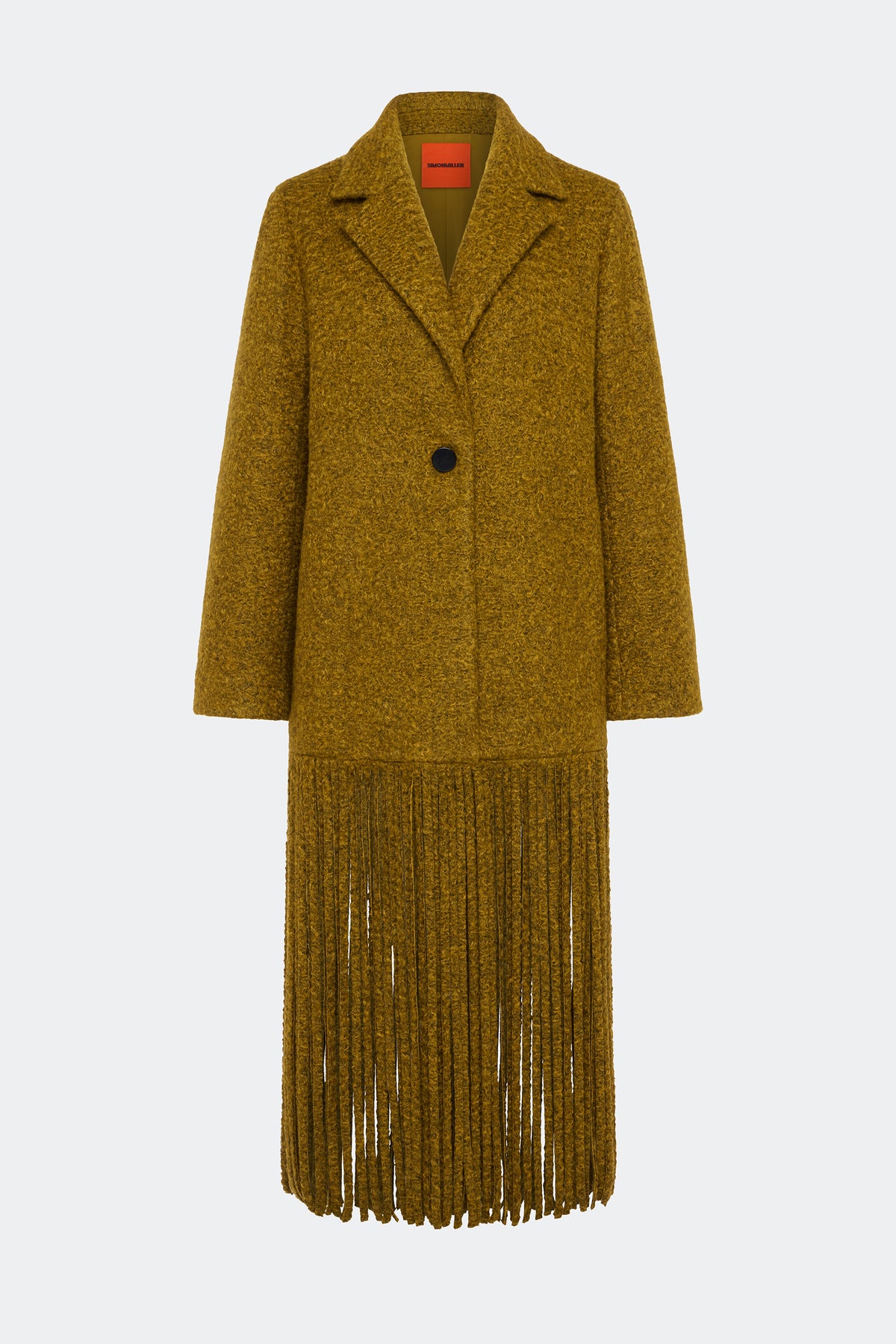 Vero Fringe Coat In Mustard Melange