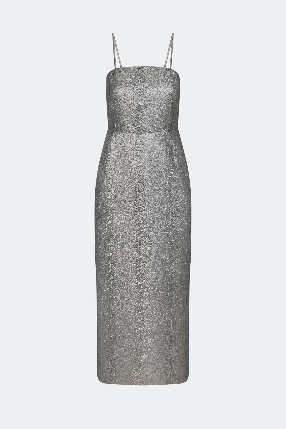 Verdelle Metallic Midi Dress In Pewter