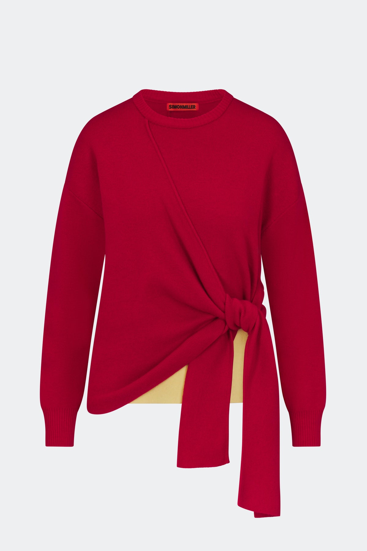 Vista Merino Blend Sweater In Butter/Classic Red
