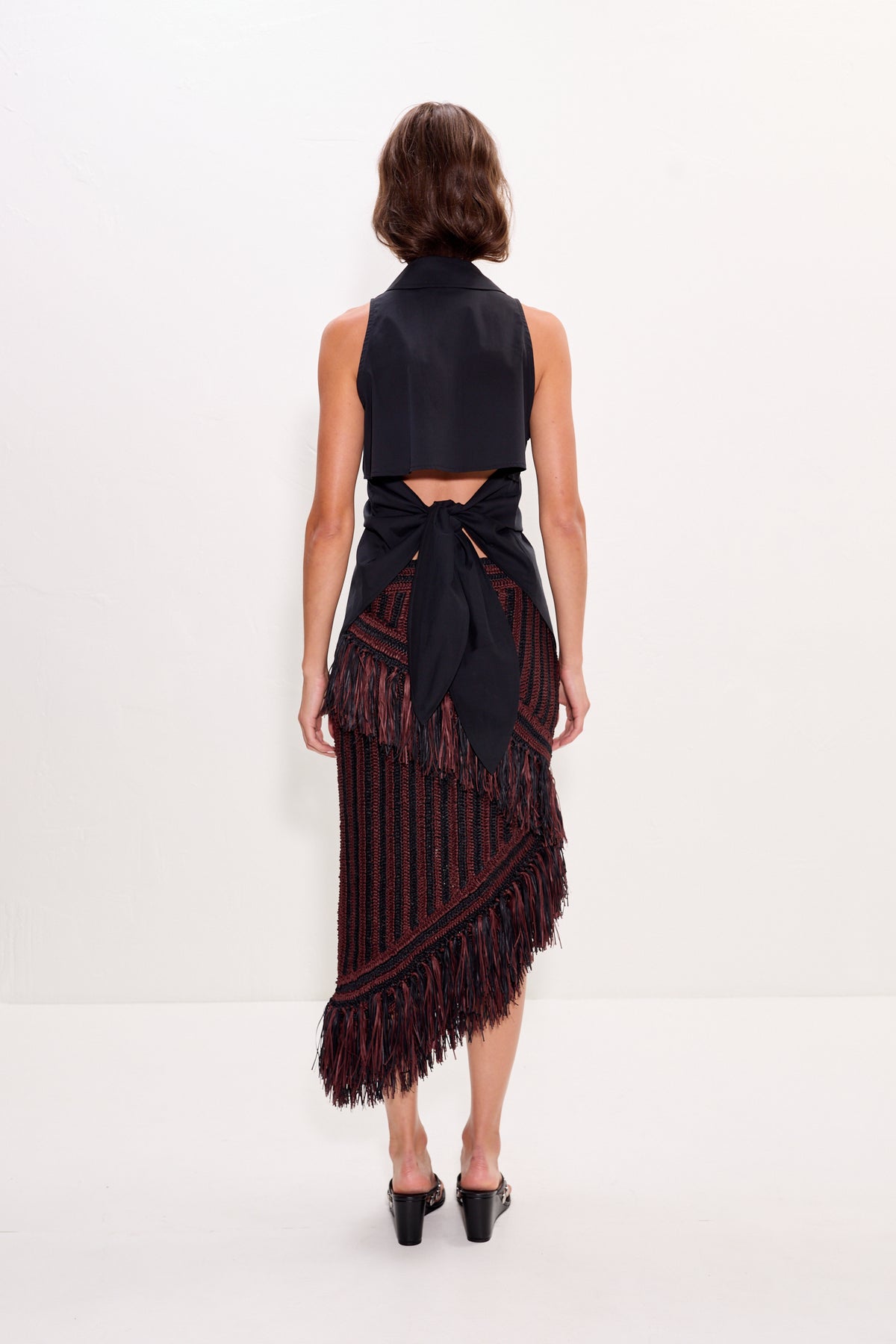 Beja Midi Skirt in Choco Brown/Black Combo