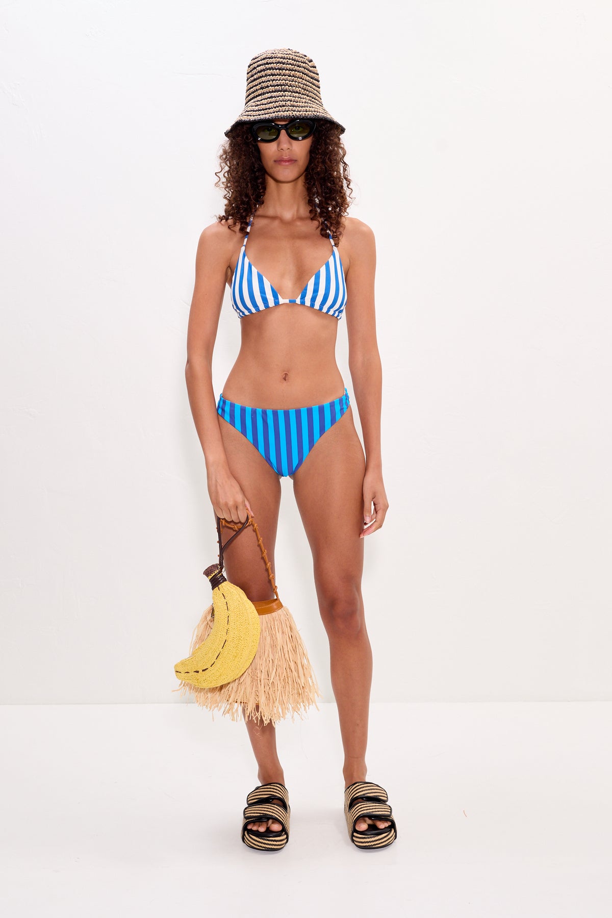 Bwai Bikini Bottom In Tonal Blue Stripe