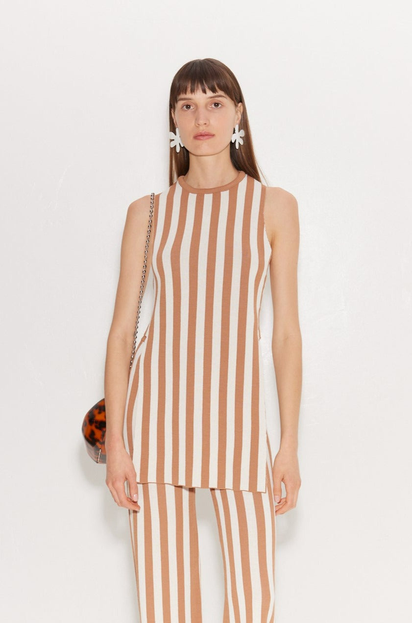 Knits By Canoga Top in Tan Stripe
