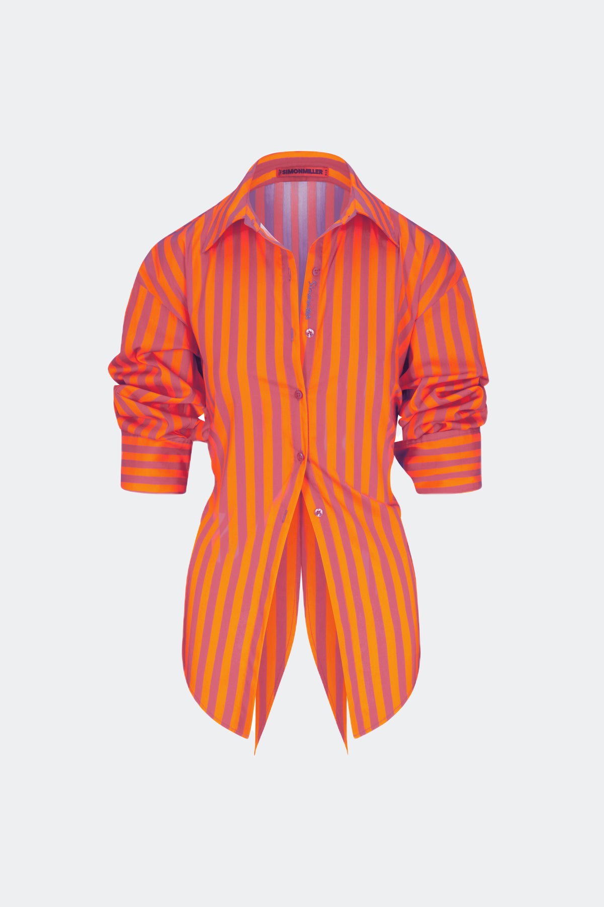 Loch Striped Poplin Button Up in Hibiscus/Tangerine Stripe