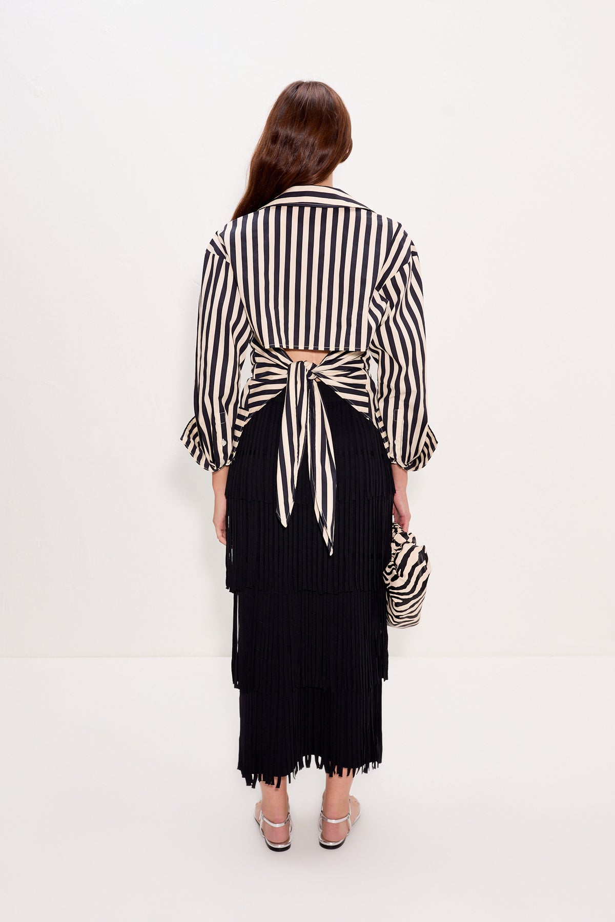 Loch Striped Poplin Button Up In Black/White Stripe