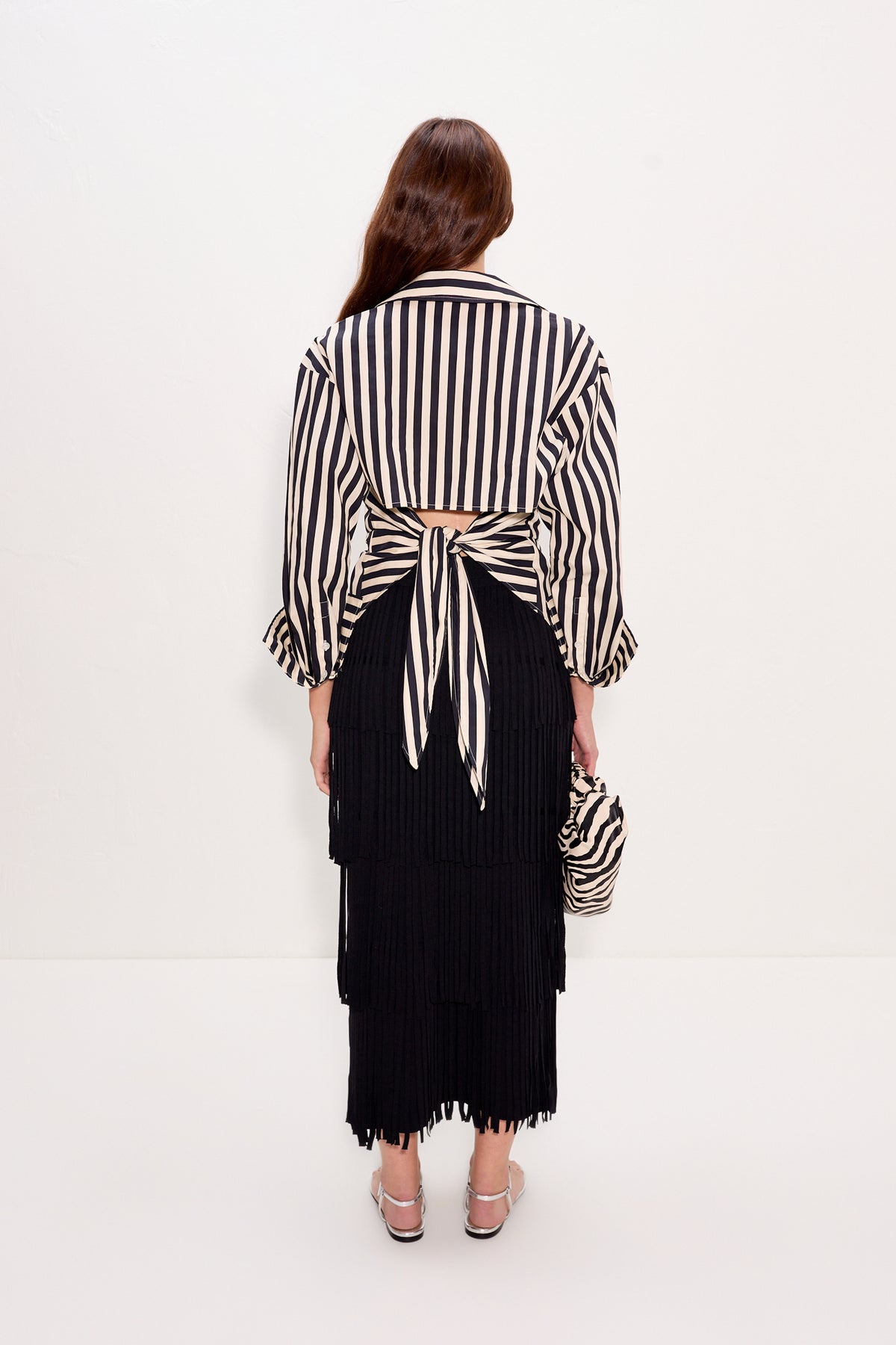Za Za Knit Fringe Skirt In Black