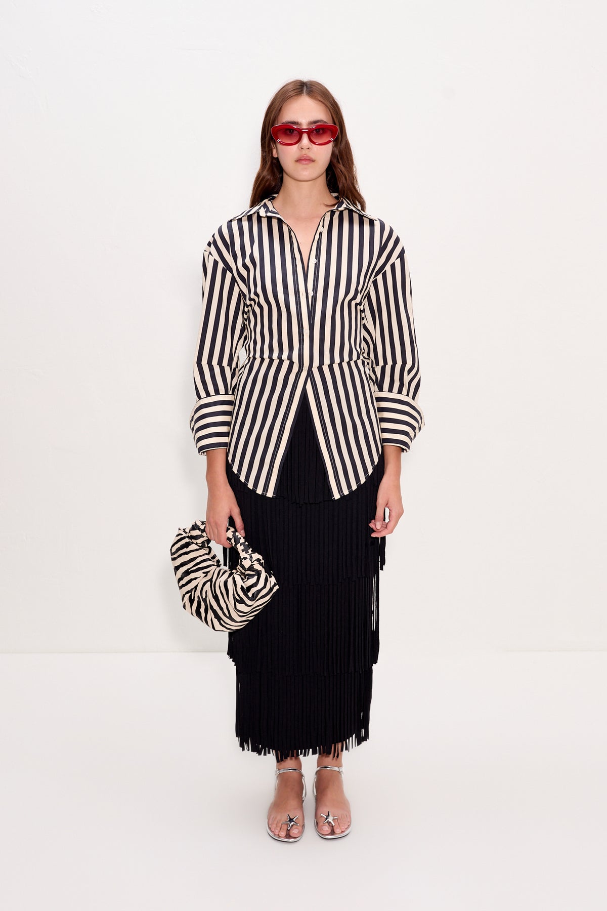 Za Za Knit Fringe Skirt In Black
