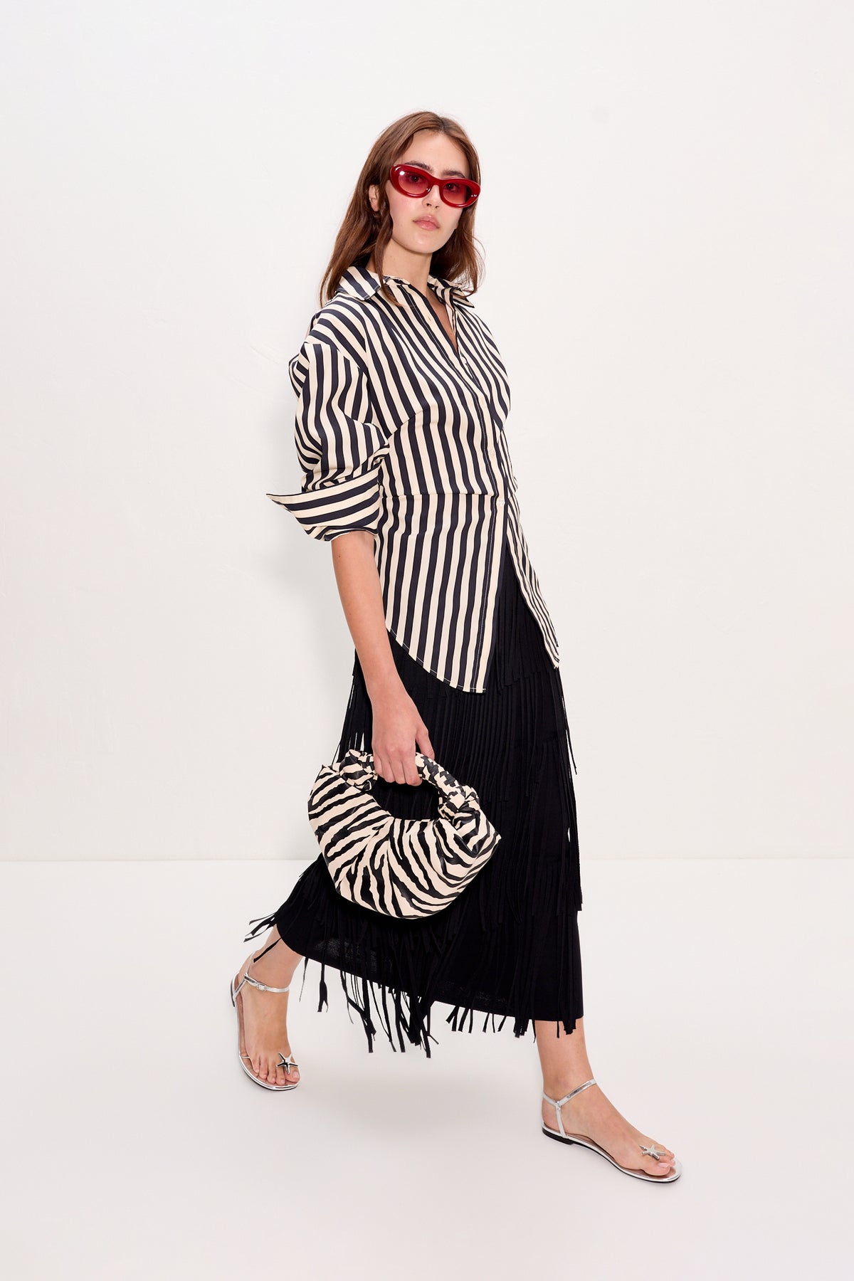 Za Za Knit Fringe Skirt In Black