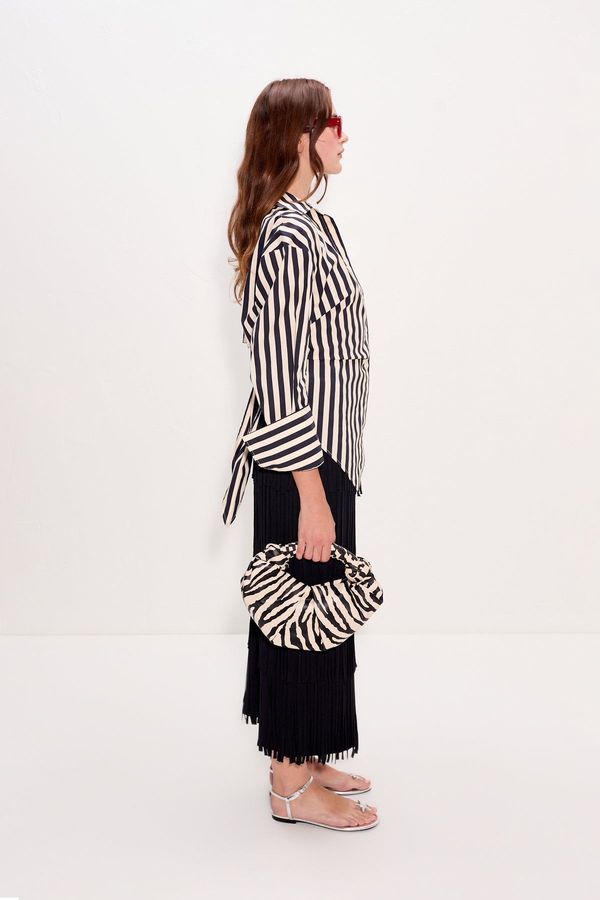 Za Za Knit Fringe Skirt In Black
