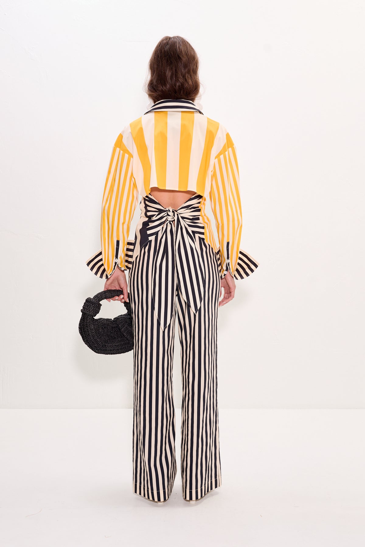 Loch Poplin Button Up in Sungold Stripe Combo