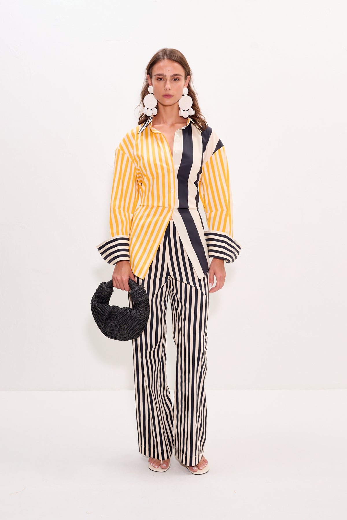 Loch Poplin Button Up in Sungold Stripe Combo