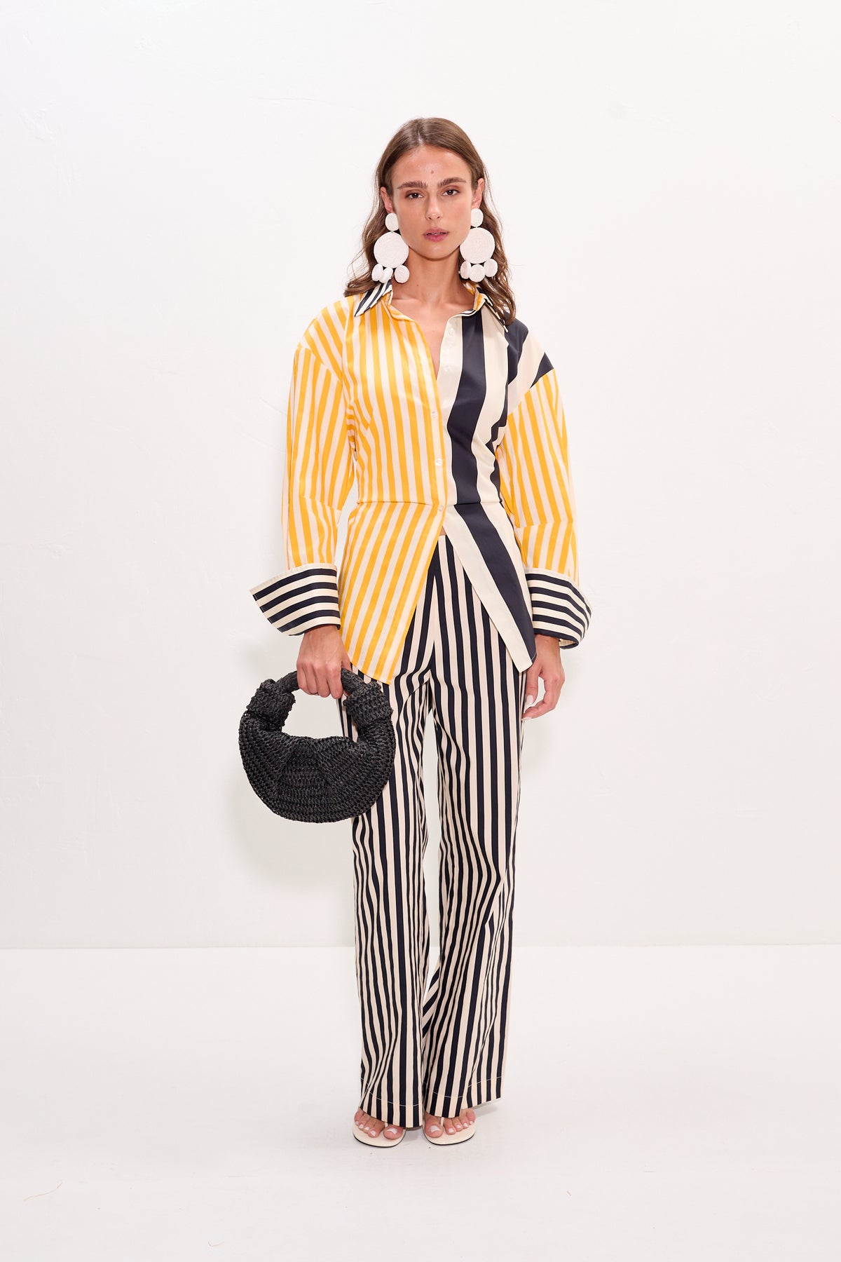 Loch Poplin Button Up in Sungold Stripe Combo