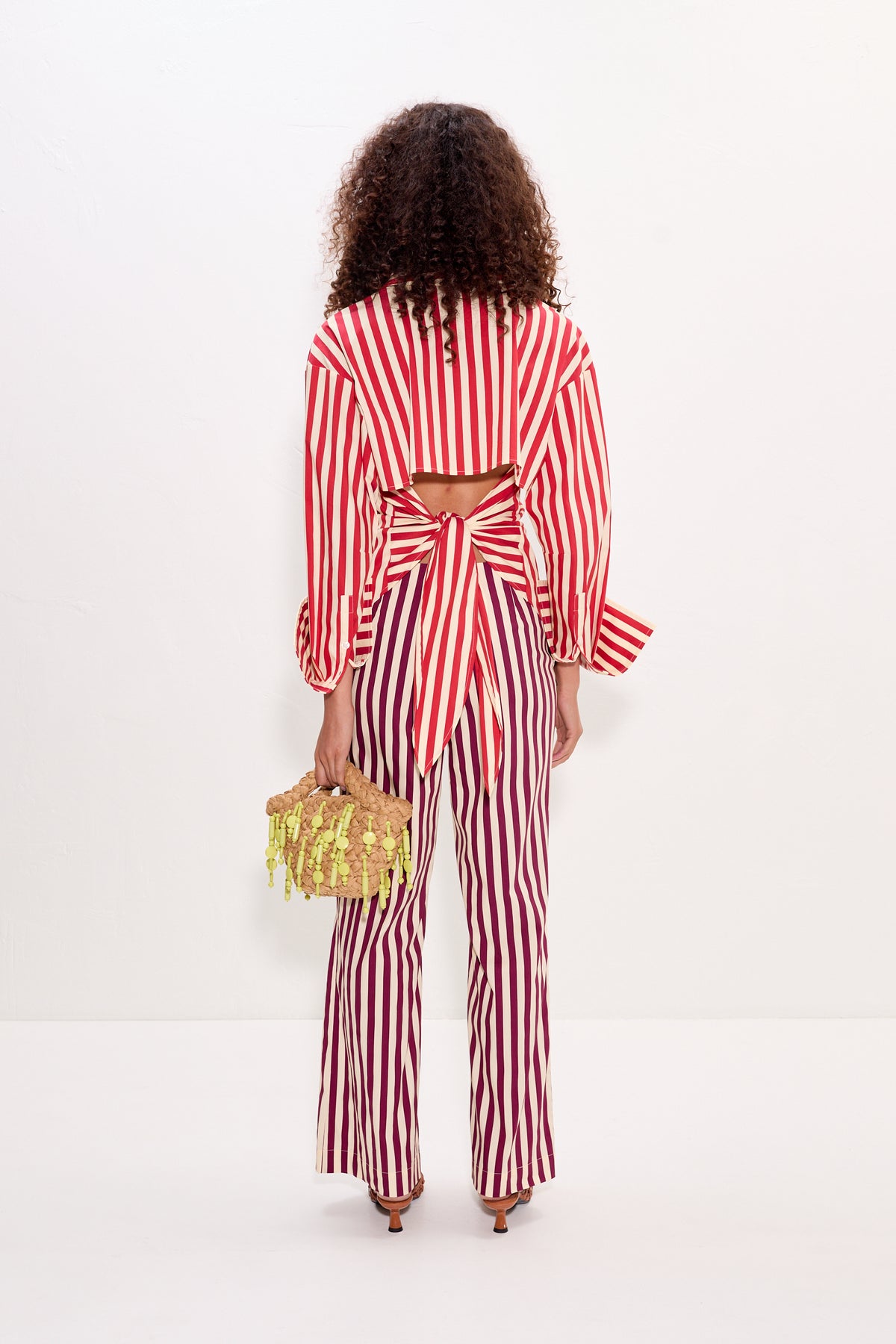 Loch Poplin Button Up in Venetian Red Stripe