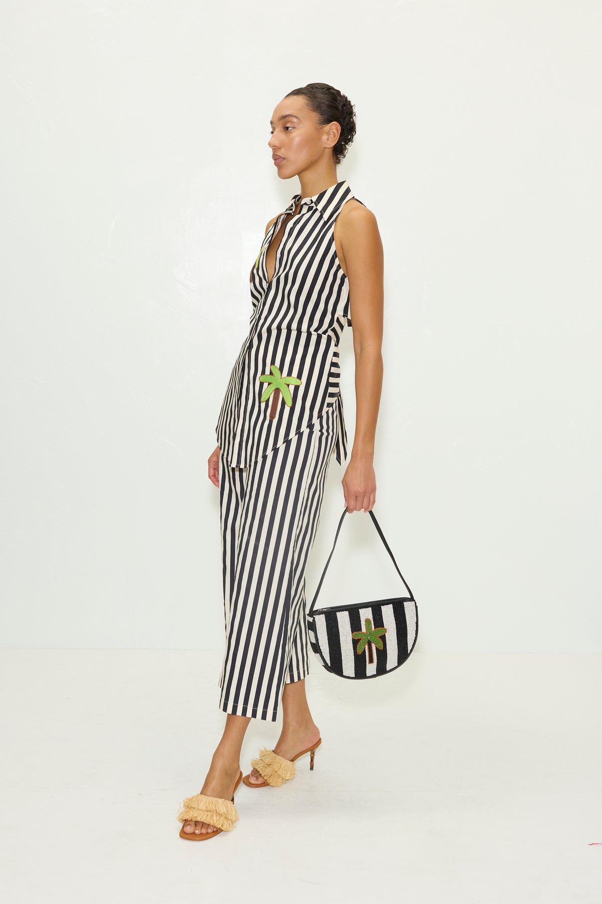 Ari Poplin Pant in Black/White Stripe