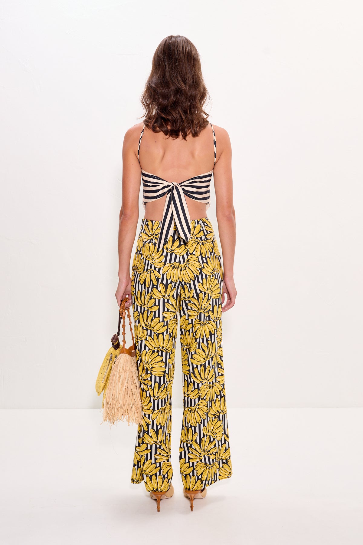 Pia Poplin Pant in Banana Stripe