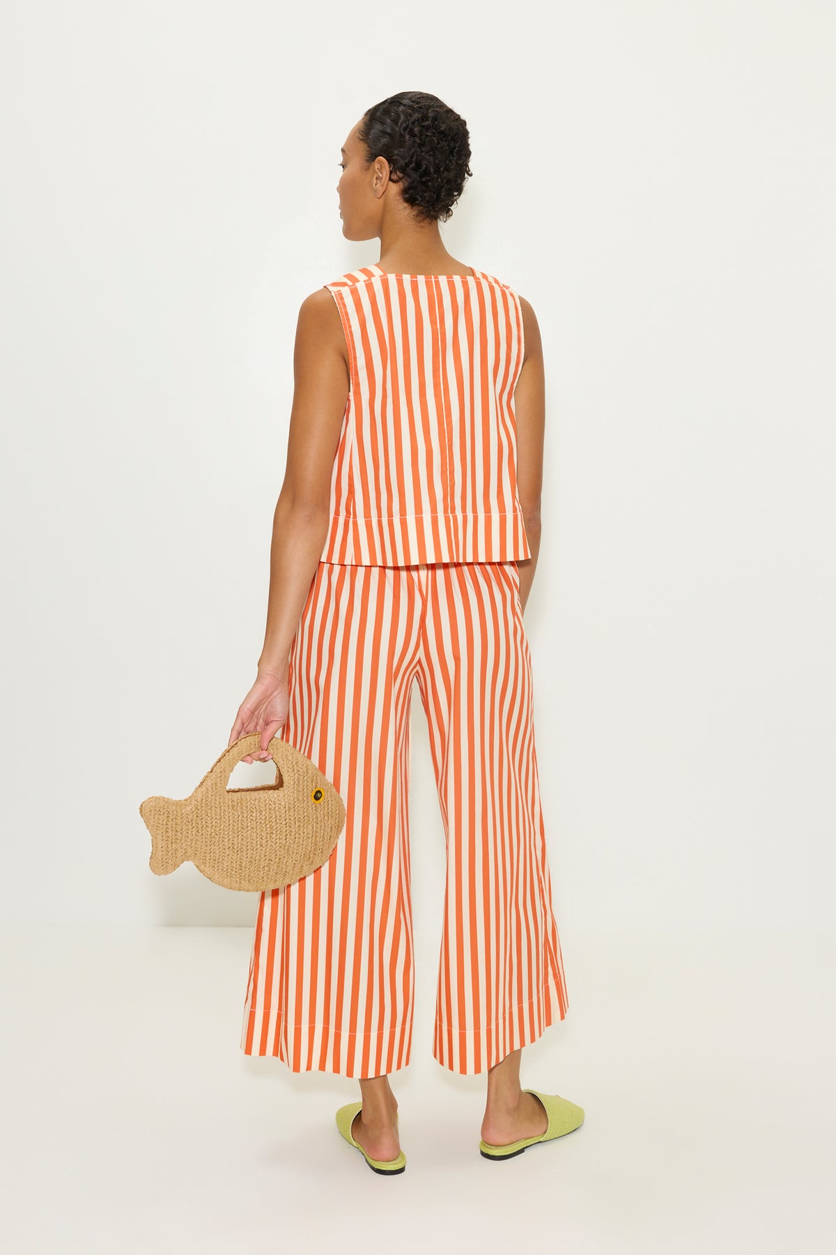 Arro Sleeveless Poplin Top in Coral Cabana Stripe