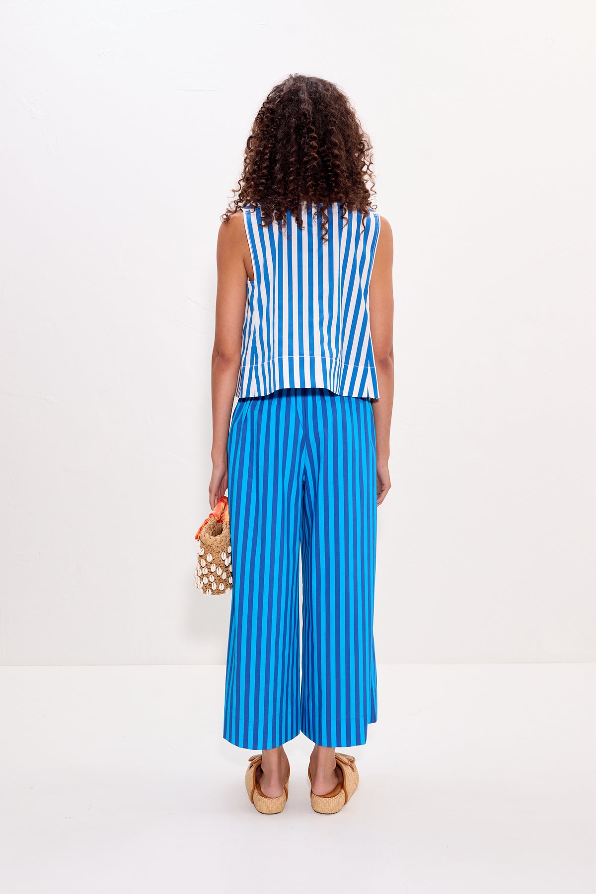 Lima Poplin Pant in Tonal Blue Stripe