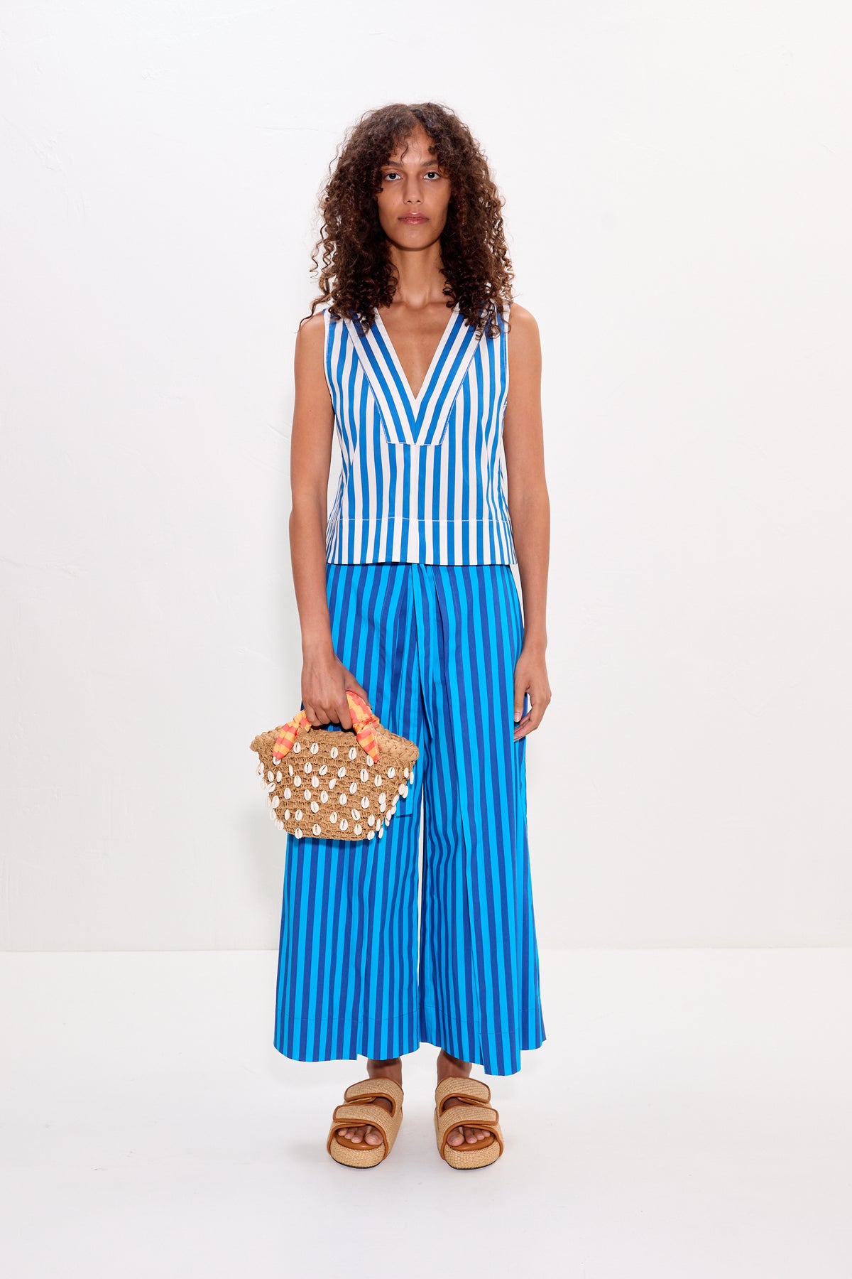 Lima Poplin Pant in Tonal Blue Stripe