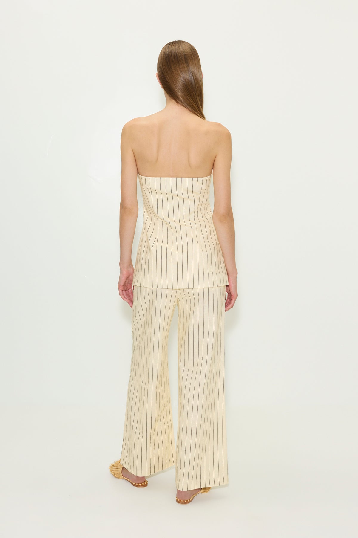 Bloo Linen Pant in Cream Pinstripe