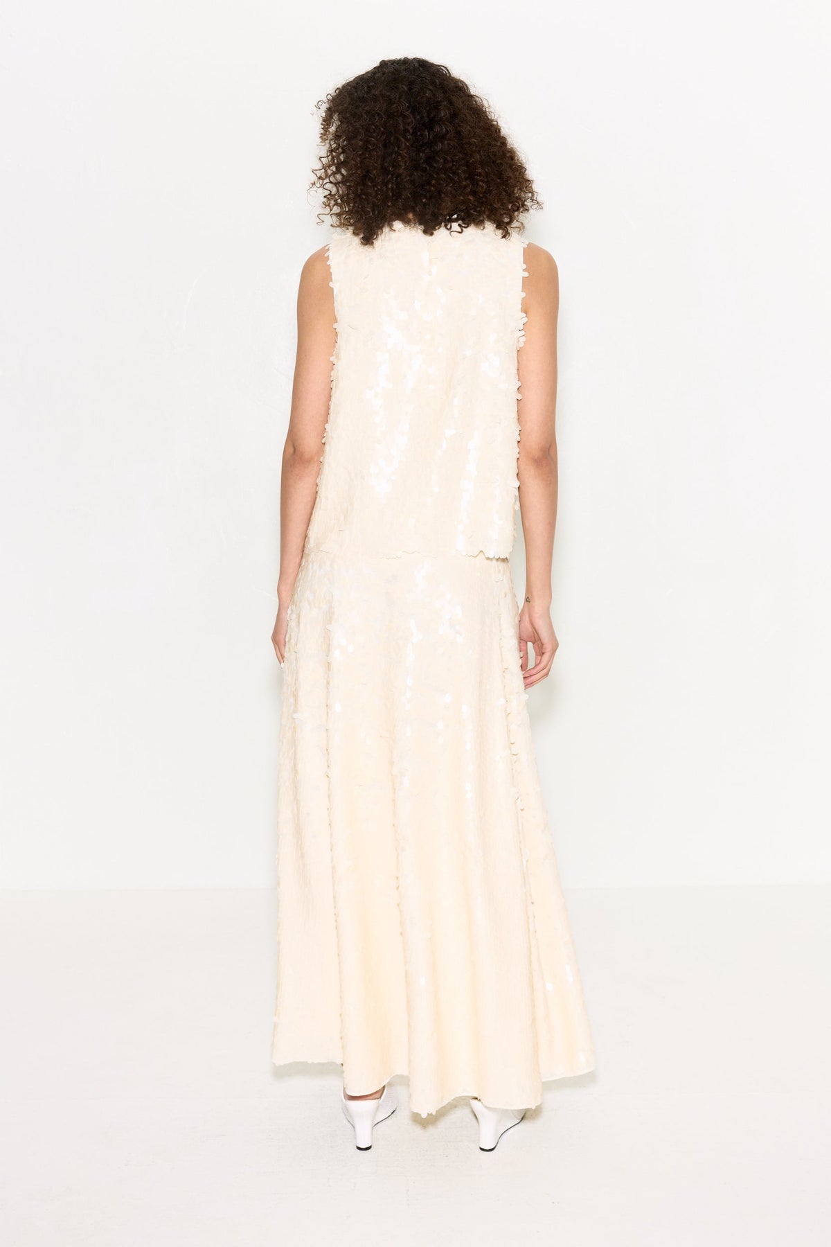 Shirley Sequin Top In Bone