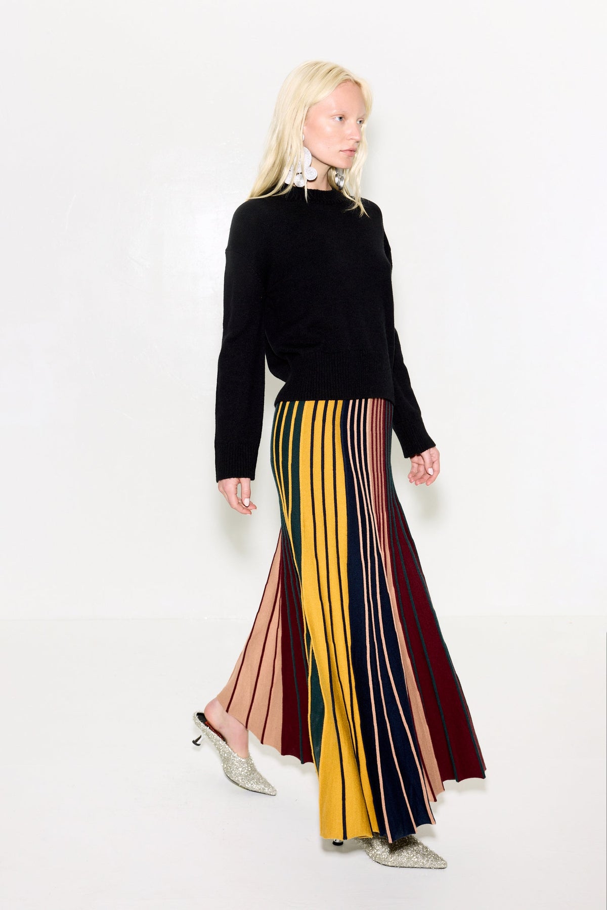 CELIA KNIT SKIRT IN MULTI COLOR RIB