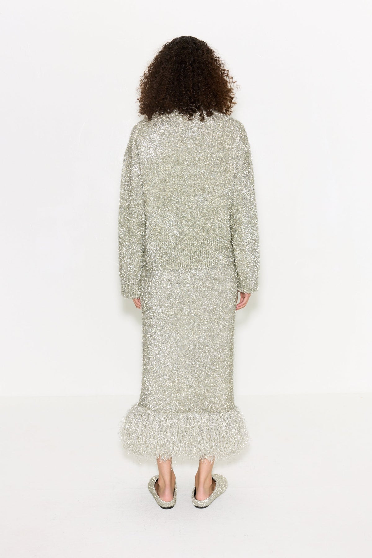 Brink Tinsel Knit Skirt In Satellite Silver