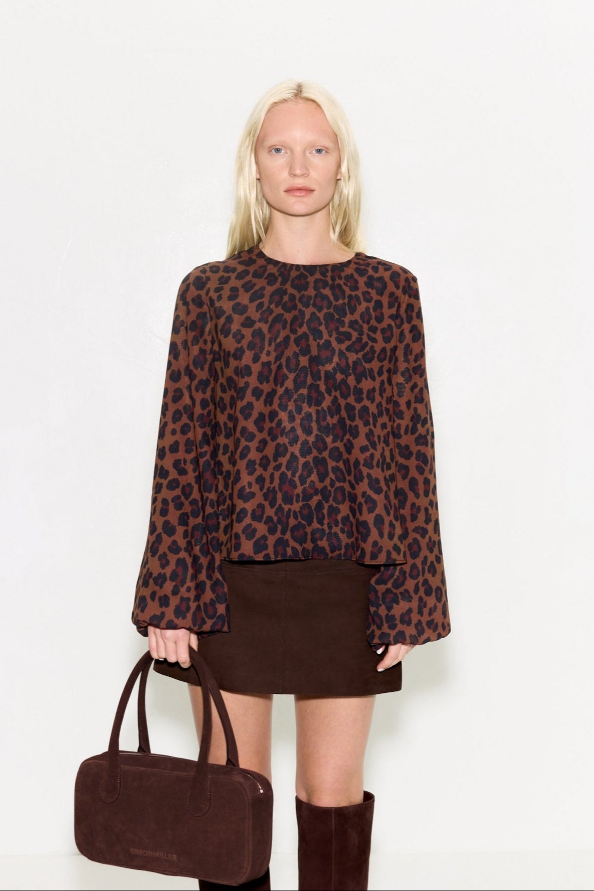 Joplin Chiffon Top In Choco Brown Leopard