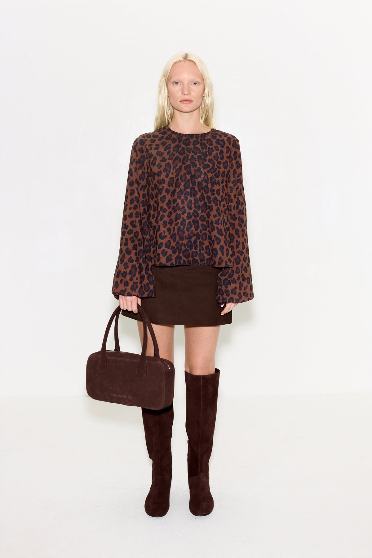 Joplin Chiffon Top In Choco Brown Leopard