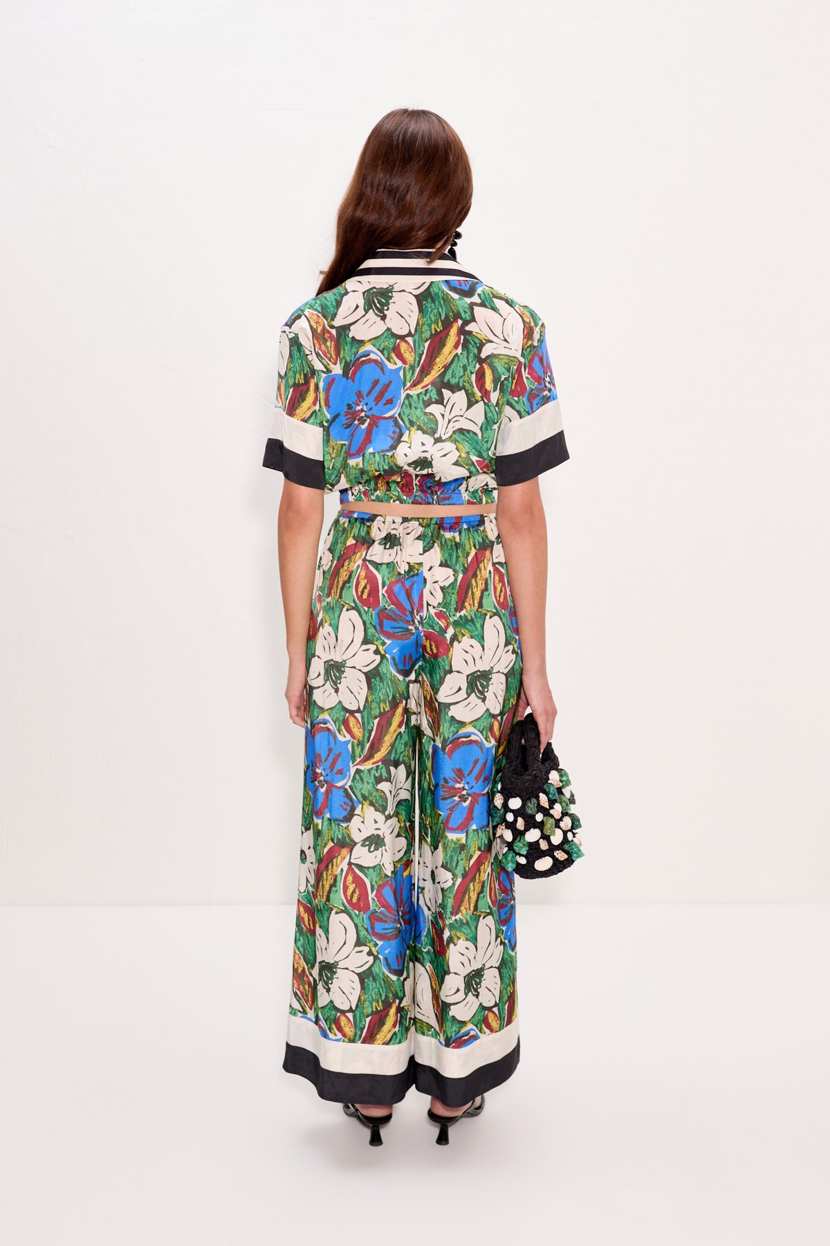Nella Wide Leg Pant In Tropical Floral Print Combo