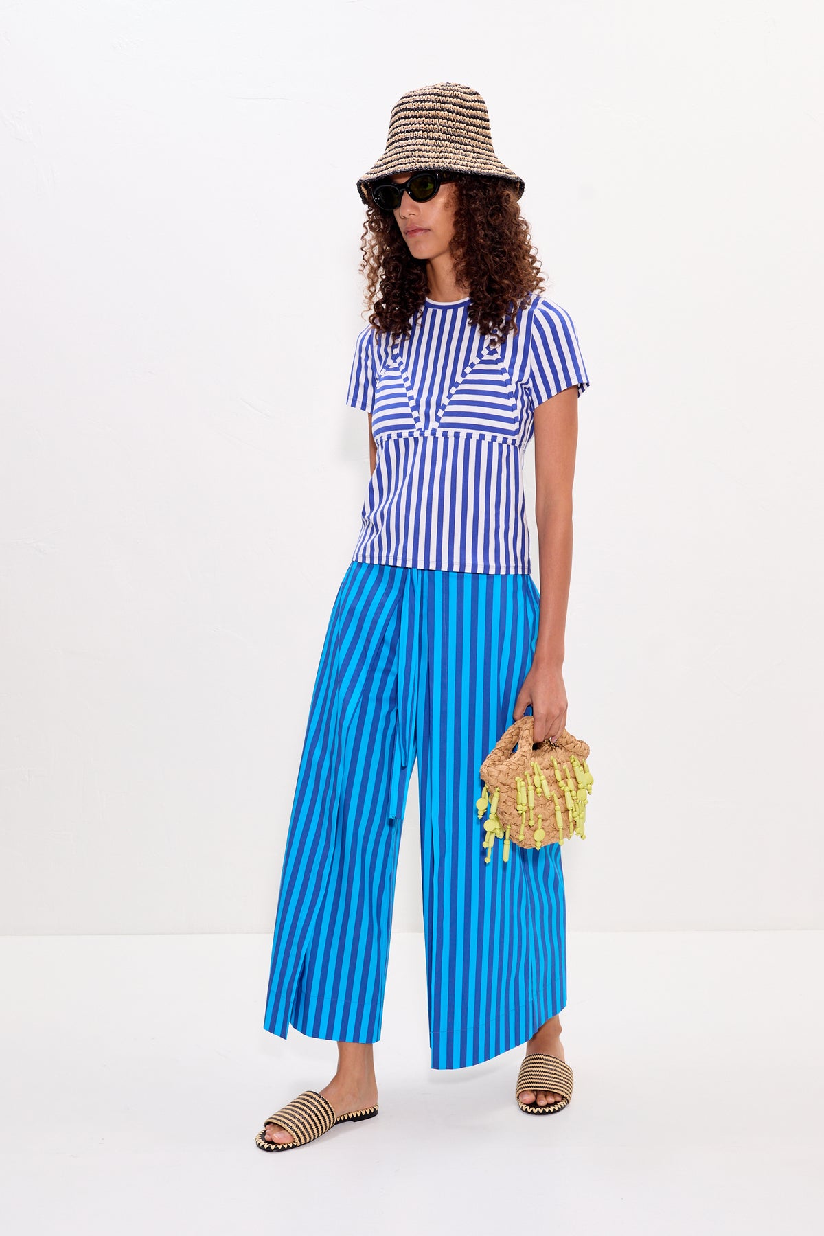 Kini Striped Tee In Blue Stripe