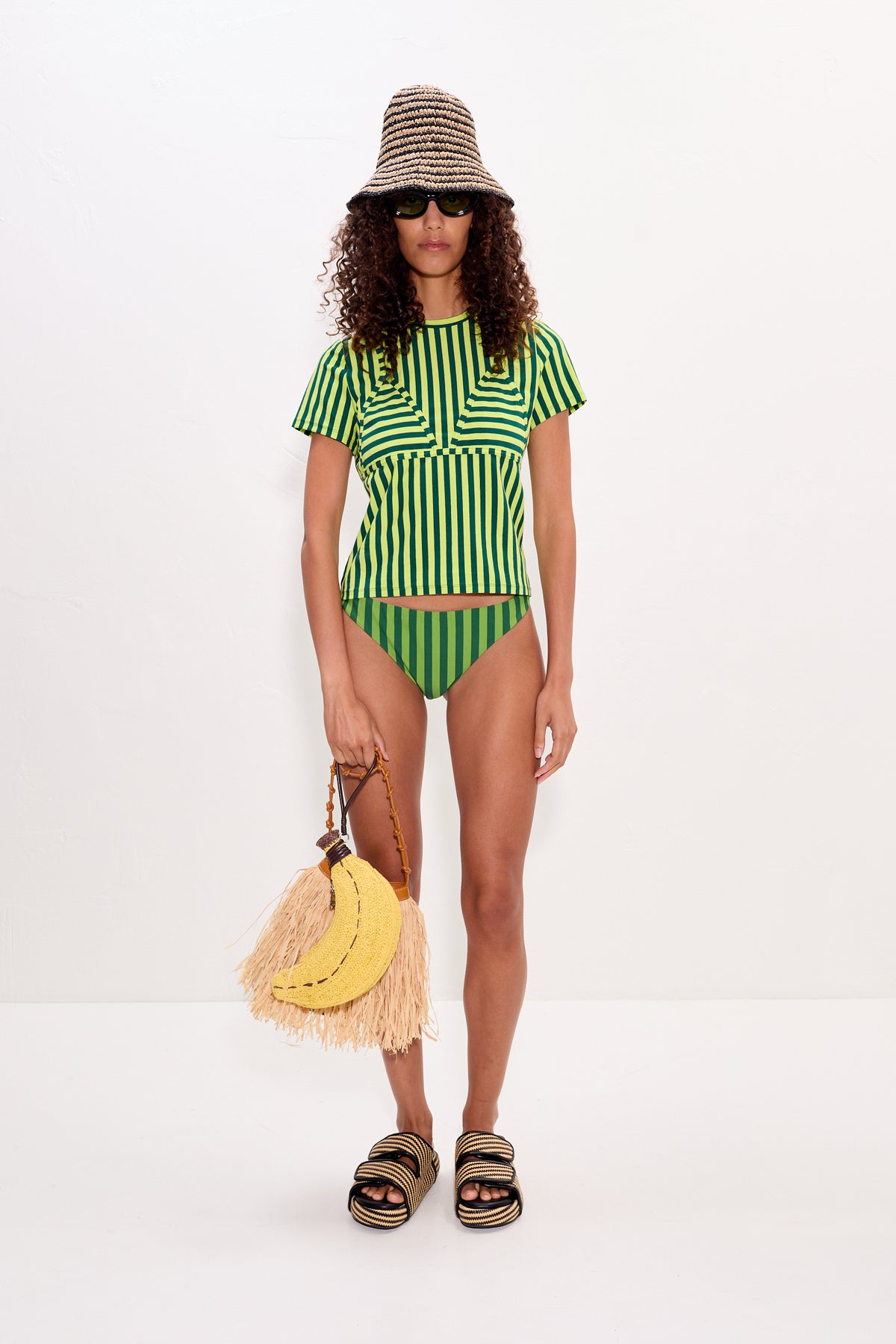 Kini Striped Tee In Lime Stripe