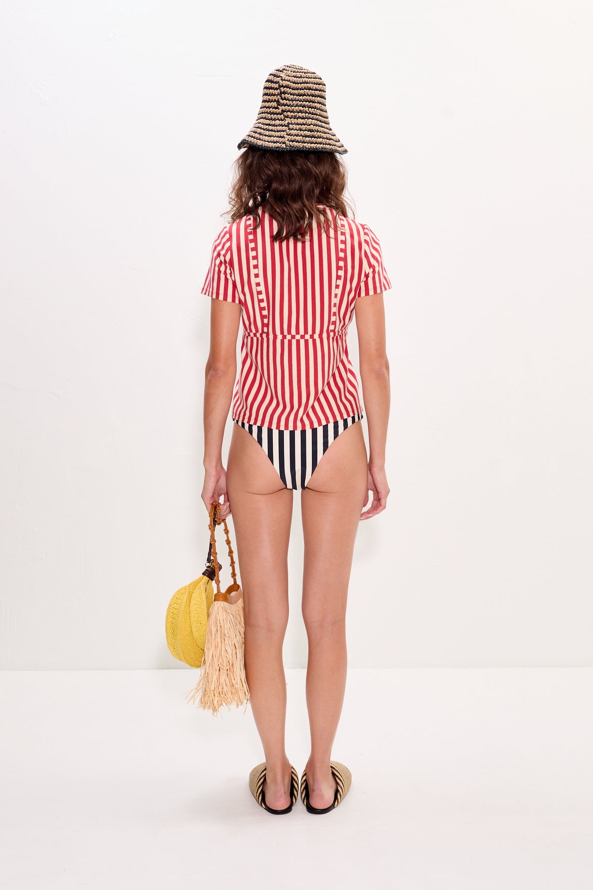 Kini Striped Tee In Venetian Red Stripe