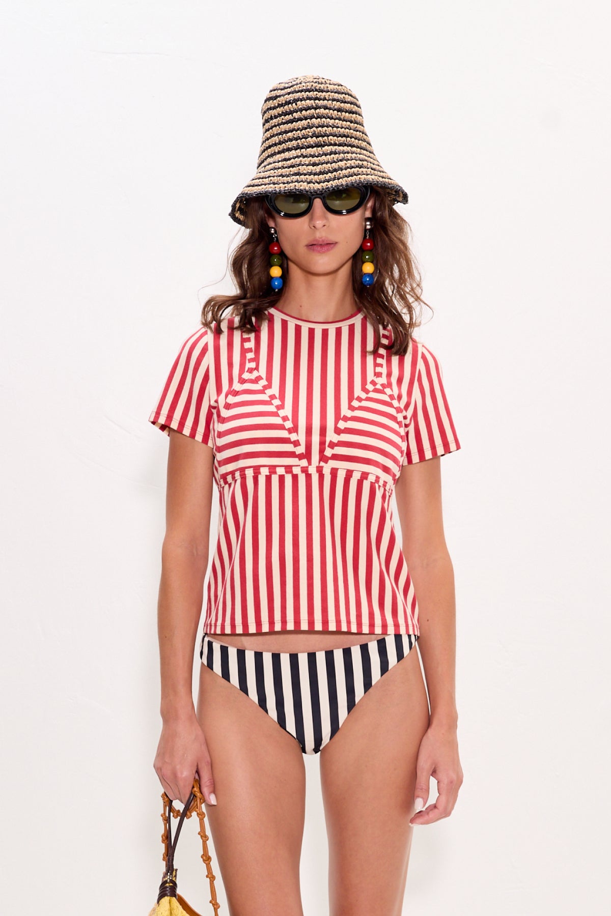 Kini Striped Tee In Venetian Red Stripe