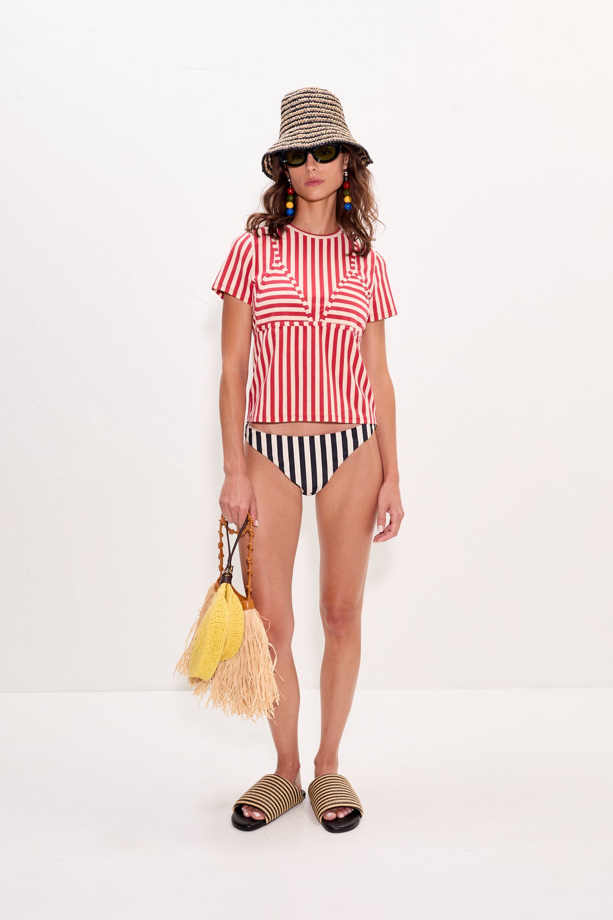 Kini Striped Tee In Venetian Red Stripe