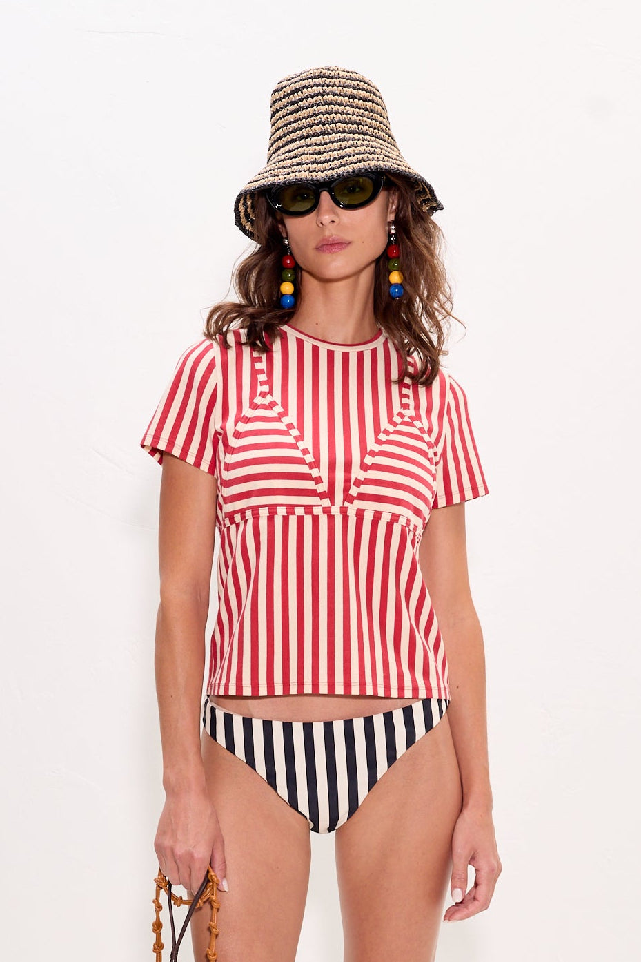 Kini Striped Tee In Venetian Red Stripe