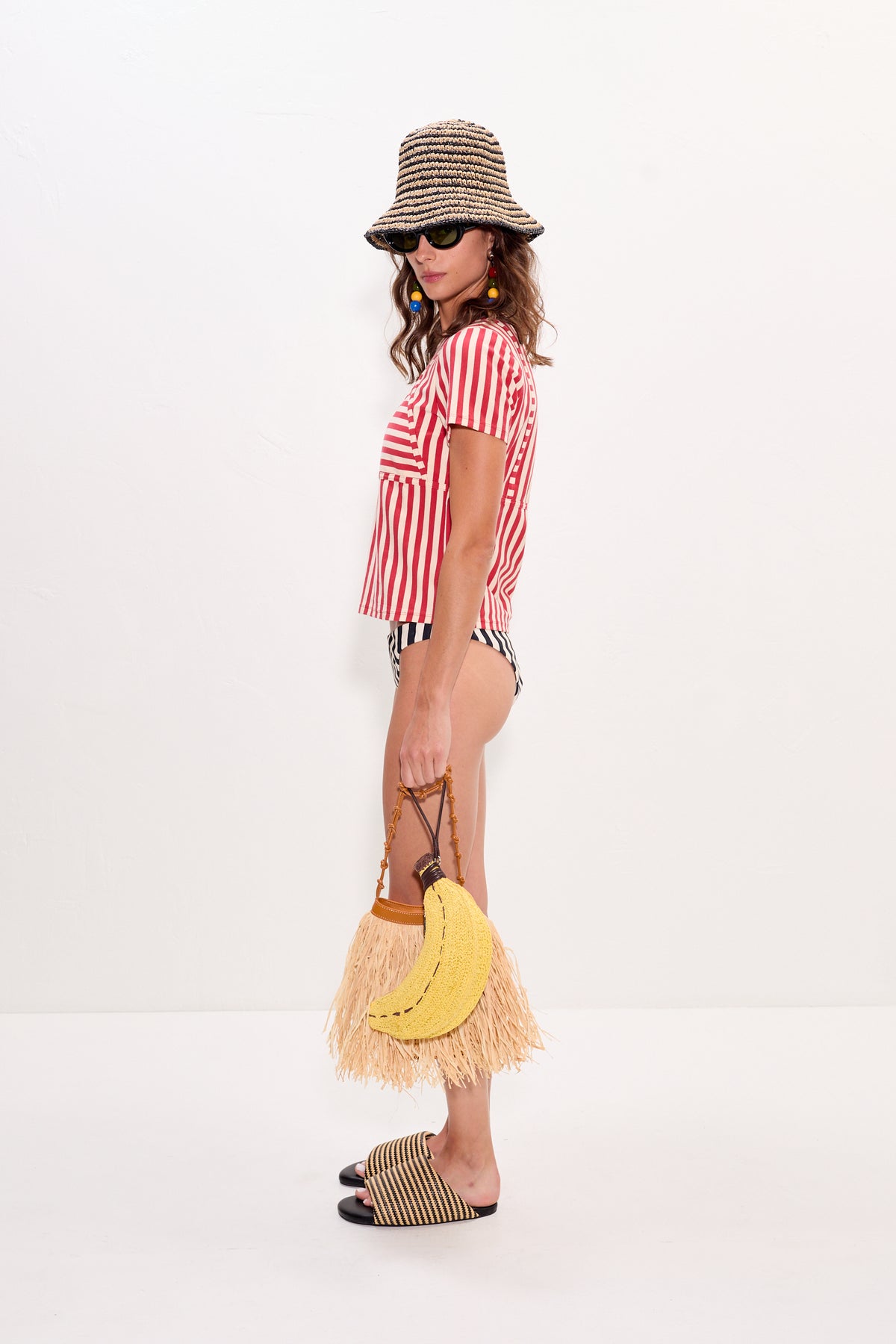Kini Striped Tee In Venetian Red Stripe