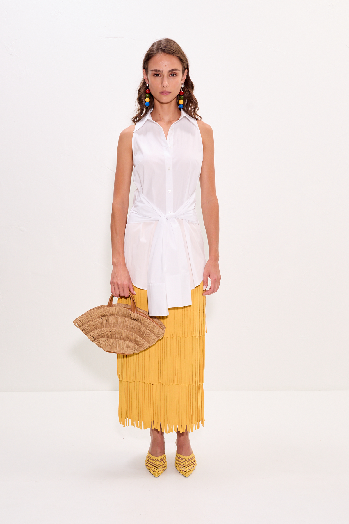 Za Za Knit Fringe Skirt in Butter