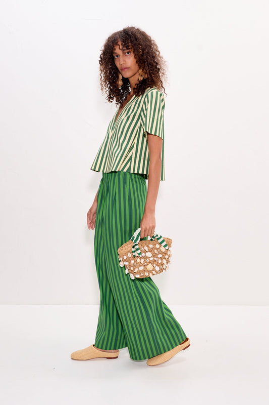 Thorne Poplin Pant In Gummy Green/Moss