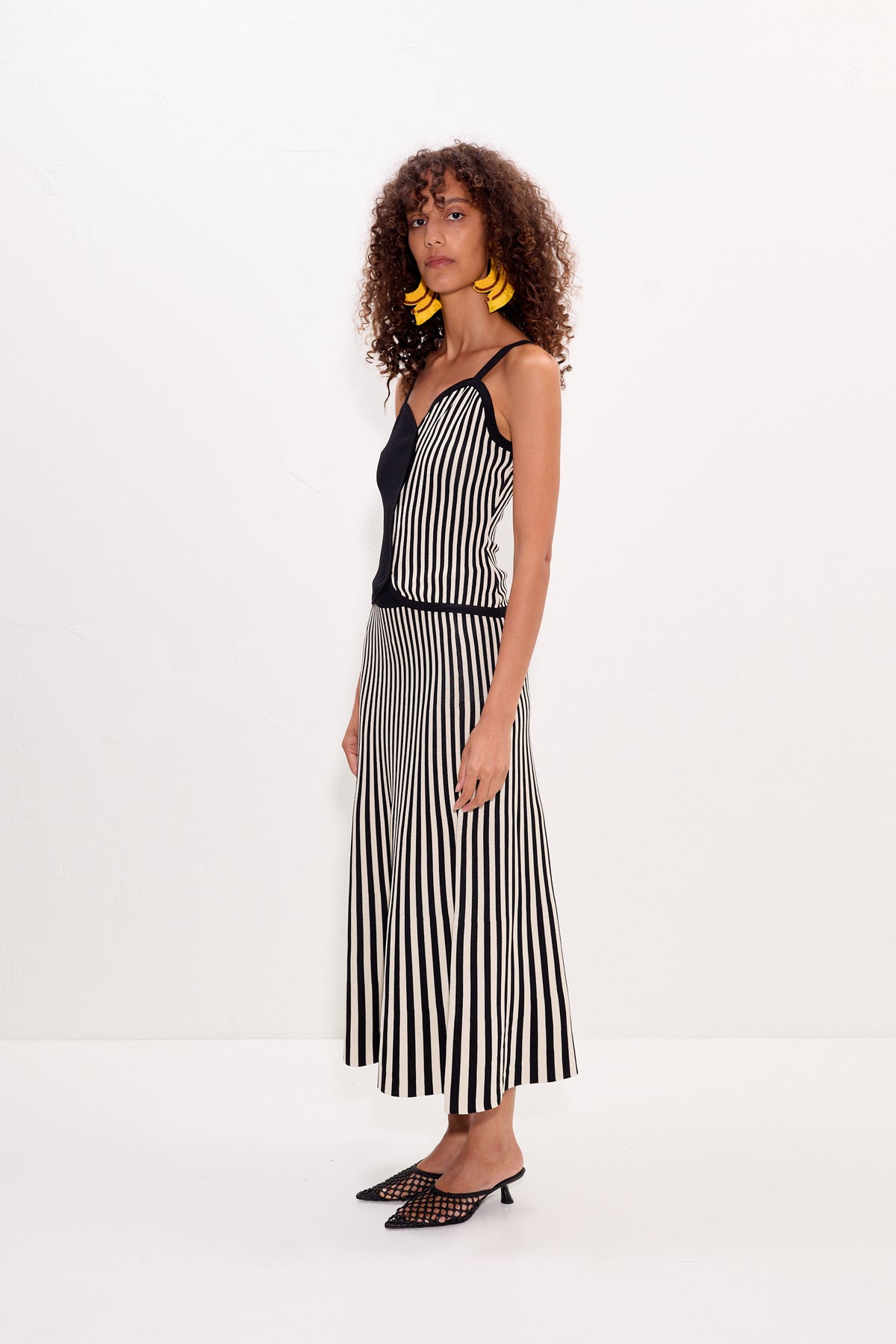 Clancy Knit Maxi Skirt in Black/White Stripe