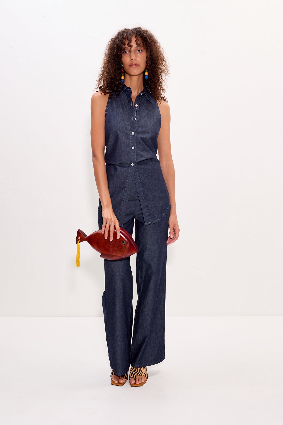 Pia Chambray Pant in Indigo