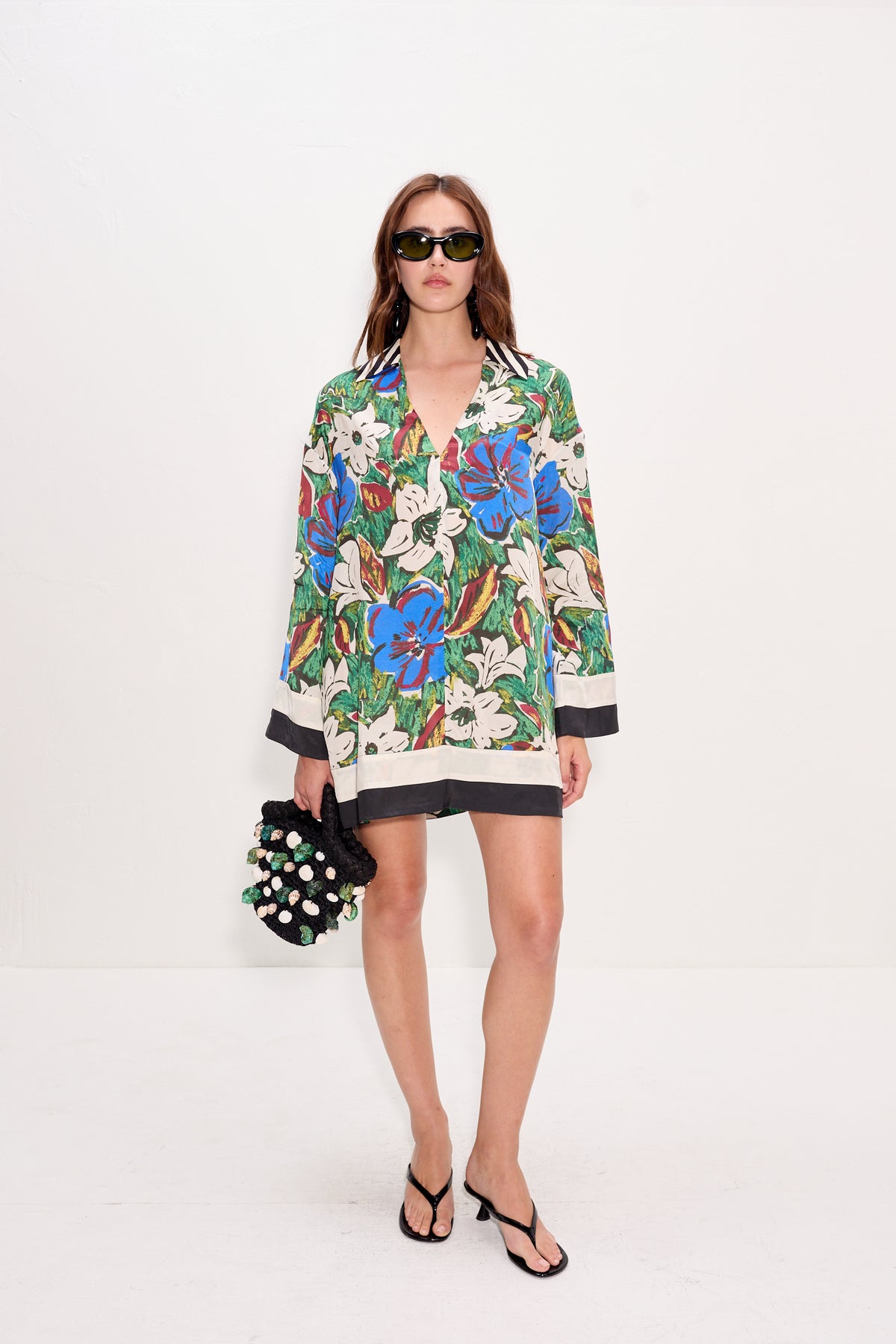 Diaz Mini Dress In Tropical Floral Print Combo